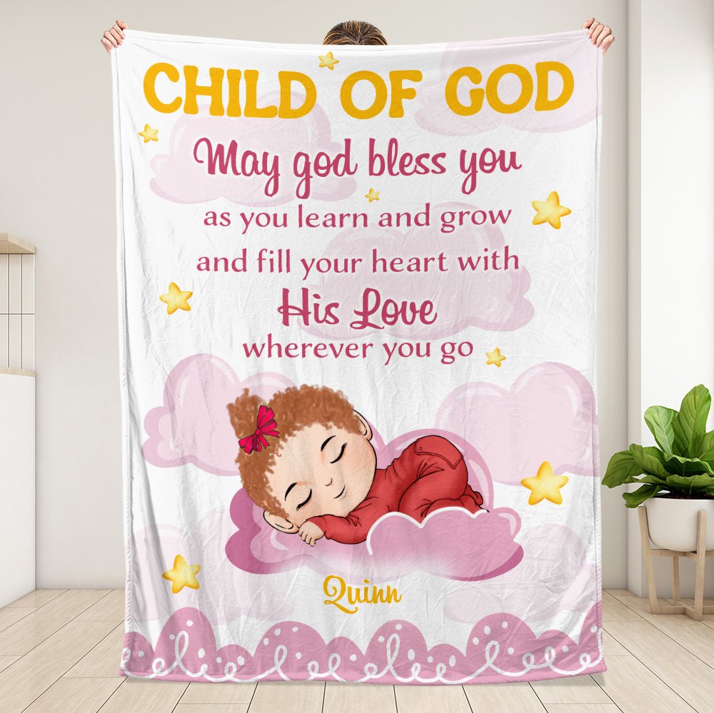 Child Of God Baby May God Bless You - Personalized Blanket - Giftago