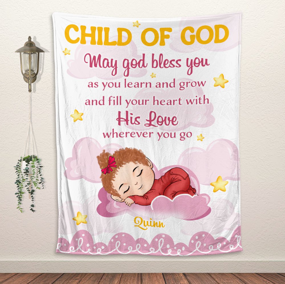 Child Of God Baby May God Bless You - Personalized Blanket - Giftago