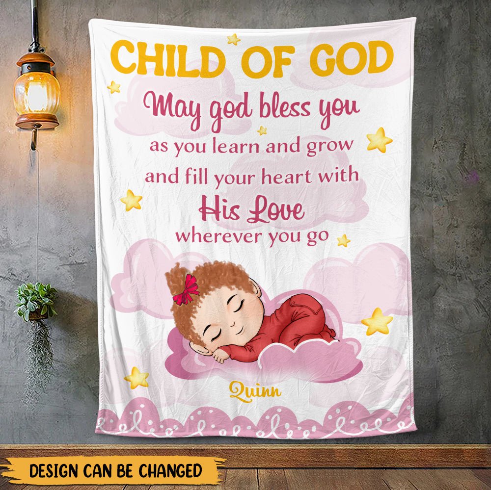 Child Of God Baby May God Bless You - Personalized Blanket - Giftago