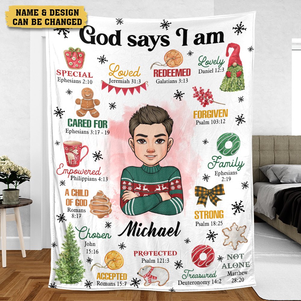 Christmas God Says I Am - Personalized Blanket - Best Gift For Christmas - Giftago