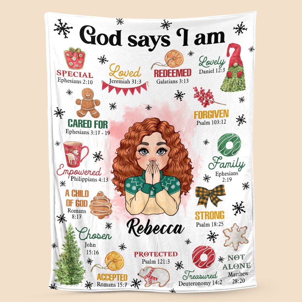 Christmas God Says I Am - Personalized Blanket - Best Gift For Christmas - Giftago