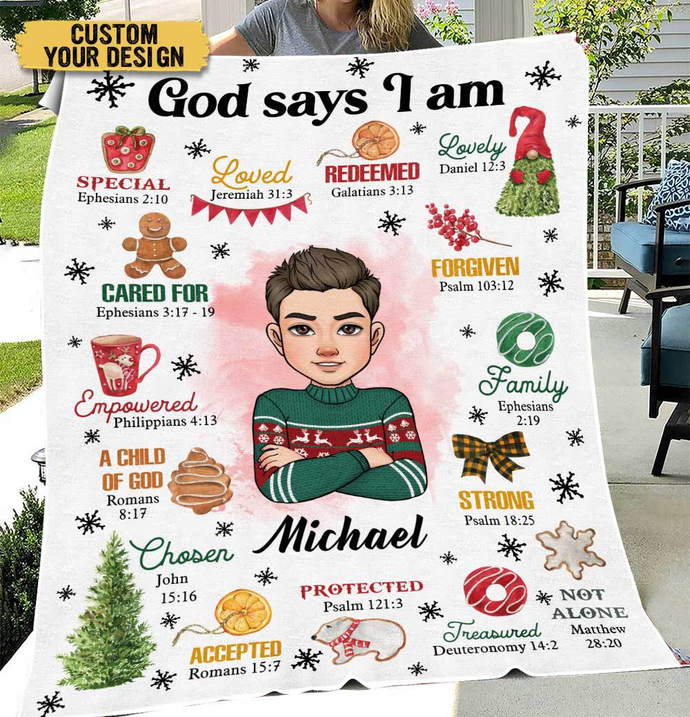 Christmas God Says I Am - Personalized Blanket - Best Gift For Christmas - Giftago