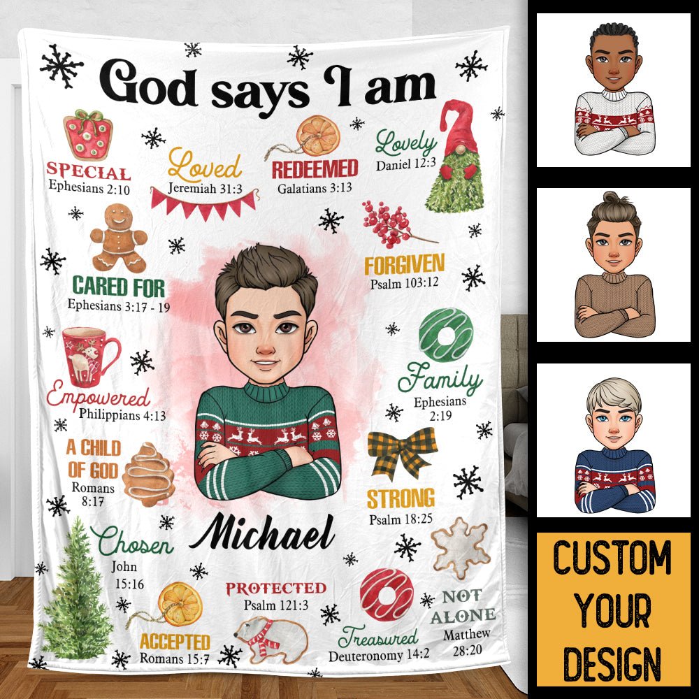 Christmas God Says I Am - Personalized Blanket - Best Gift For Christmas - Giftago