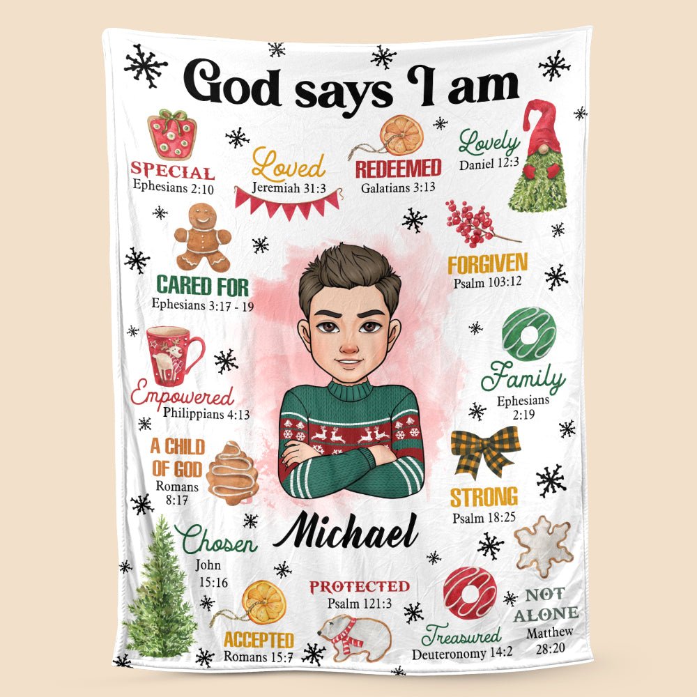 Christmas God Says I Am - Personalized Blanket - Best Gift For Christmas - Giftago