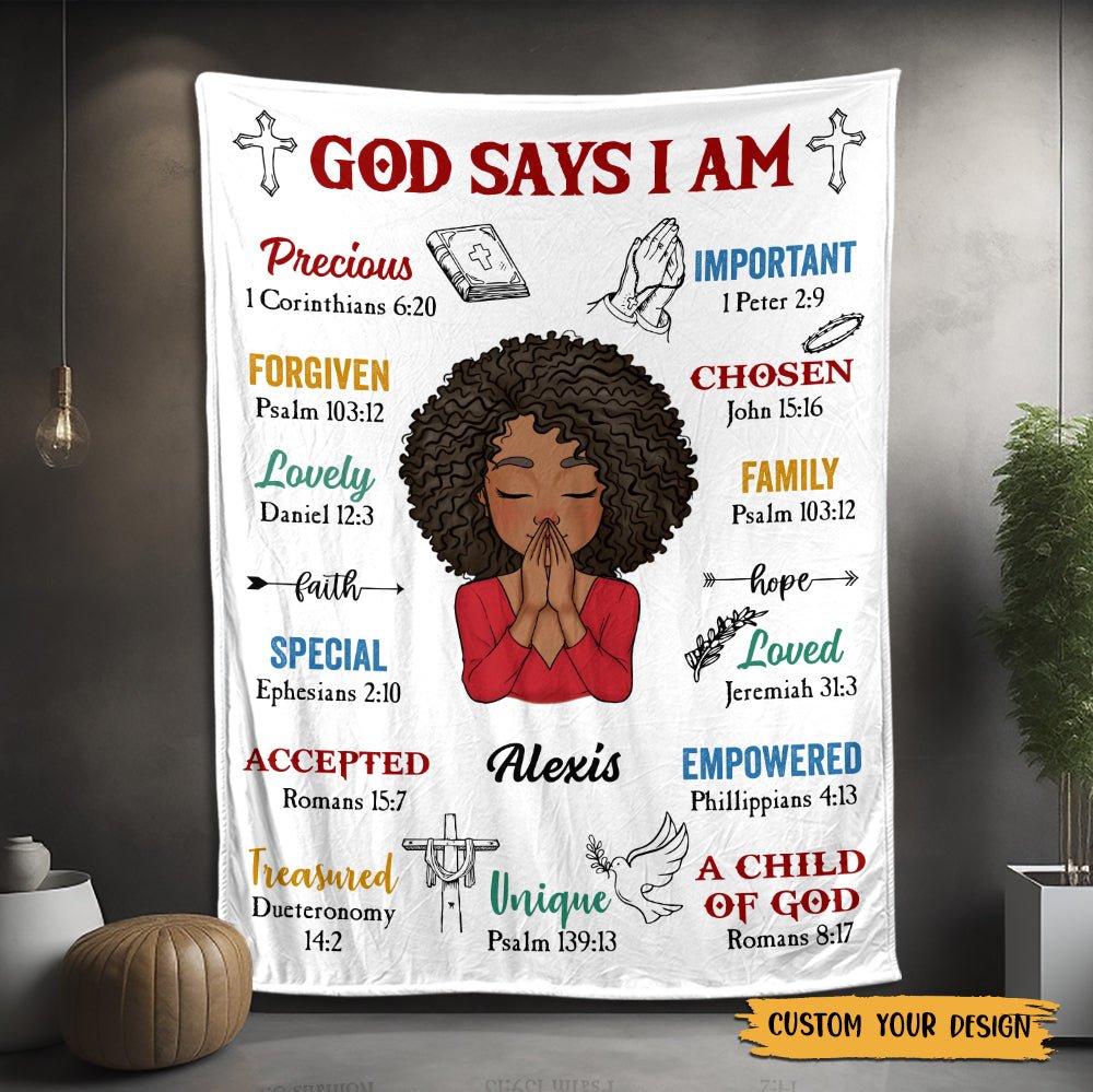 Classic God Says I Am - Personalized Blanket - Best Gift For Mother, For Grandma - Giftago