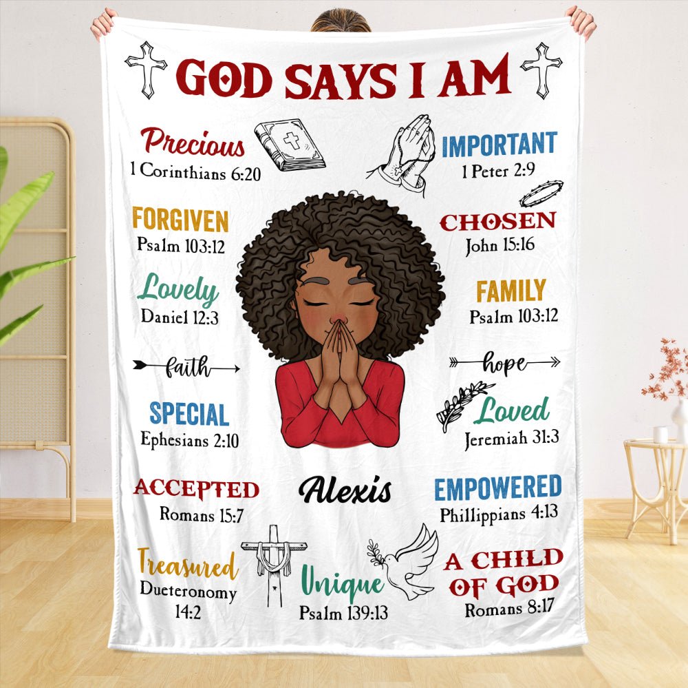 Classic God Says I Am - Personalized Blanket - Best Gift For Mother, For Grandma - Giftago