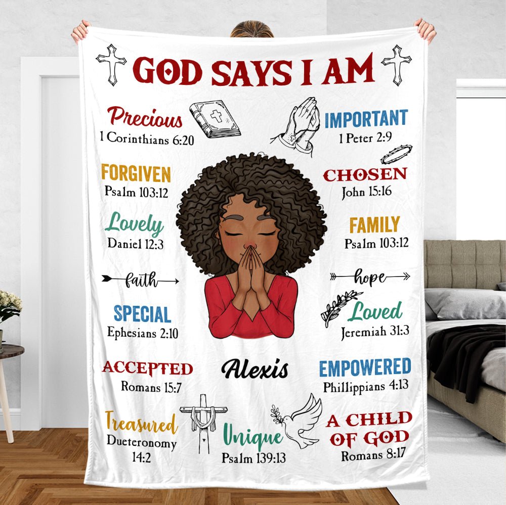 Classic God Says I Am - Personalized Blanket - Best Gift For Mother, For Grandma - Giftago