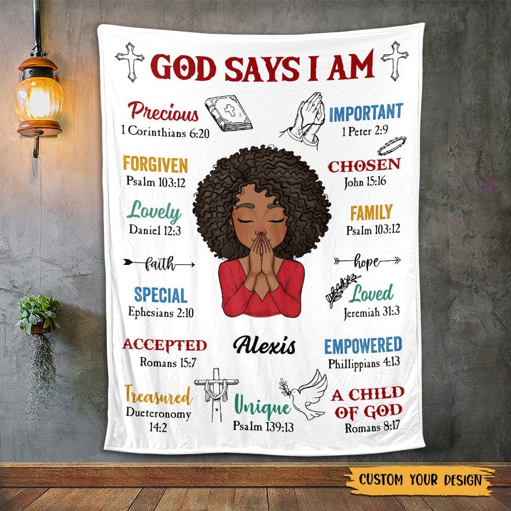 Classic God Says I Am - Personalized Blanket - Best Gift For Mother, For Grandma - Giftago
