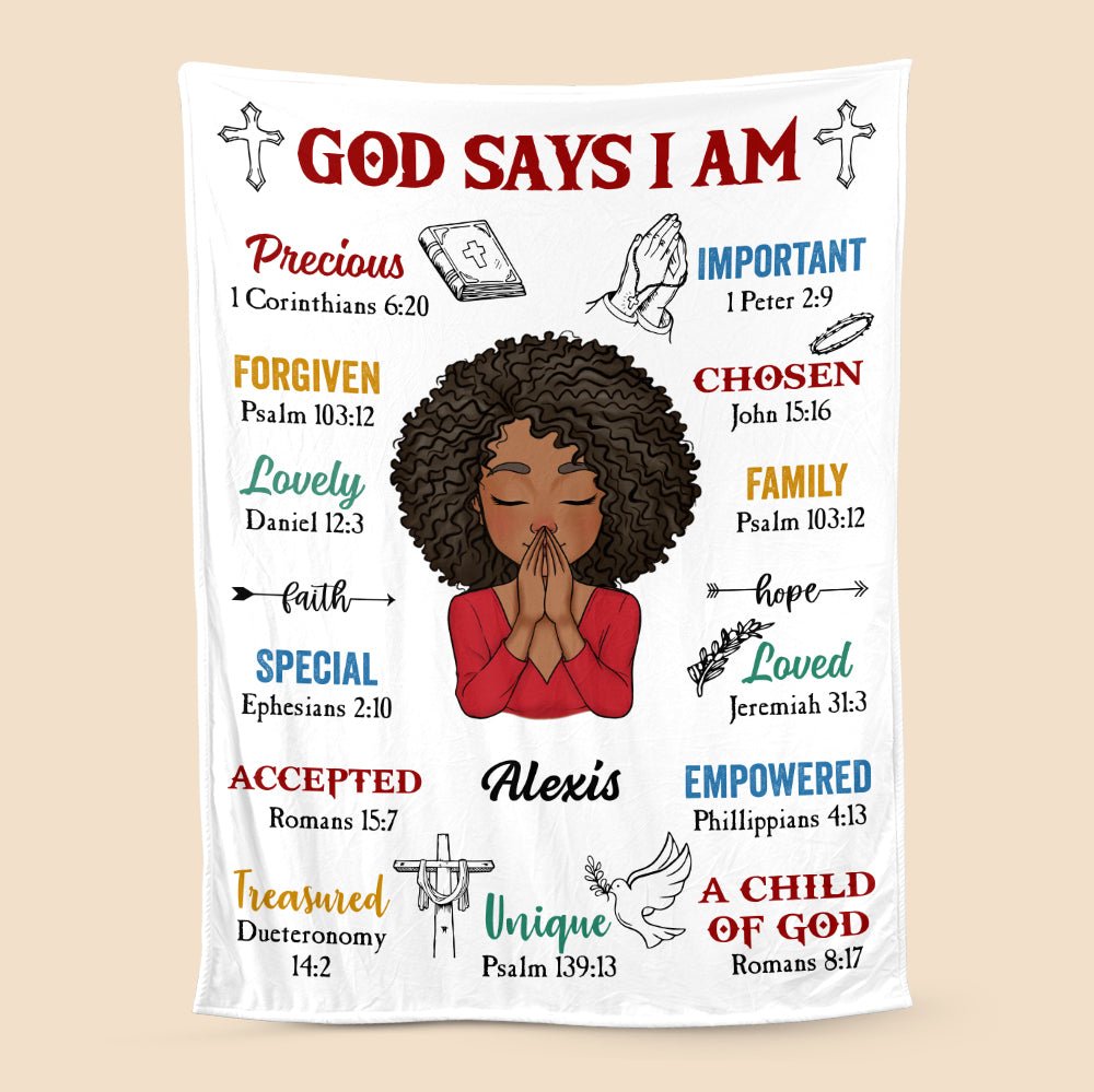 Classic God Says I Am - Personalized Blanket - Best Gift For Mother, For Grandma - Giftago