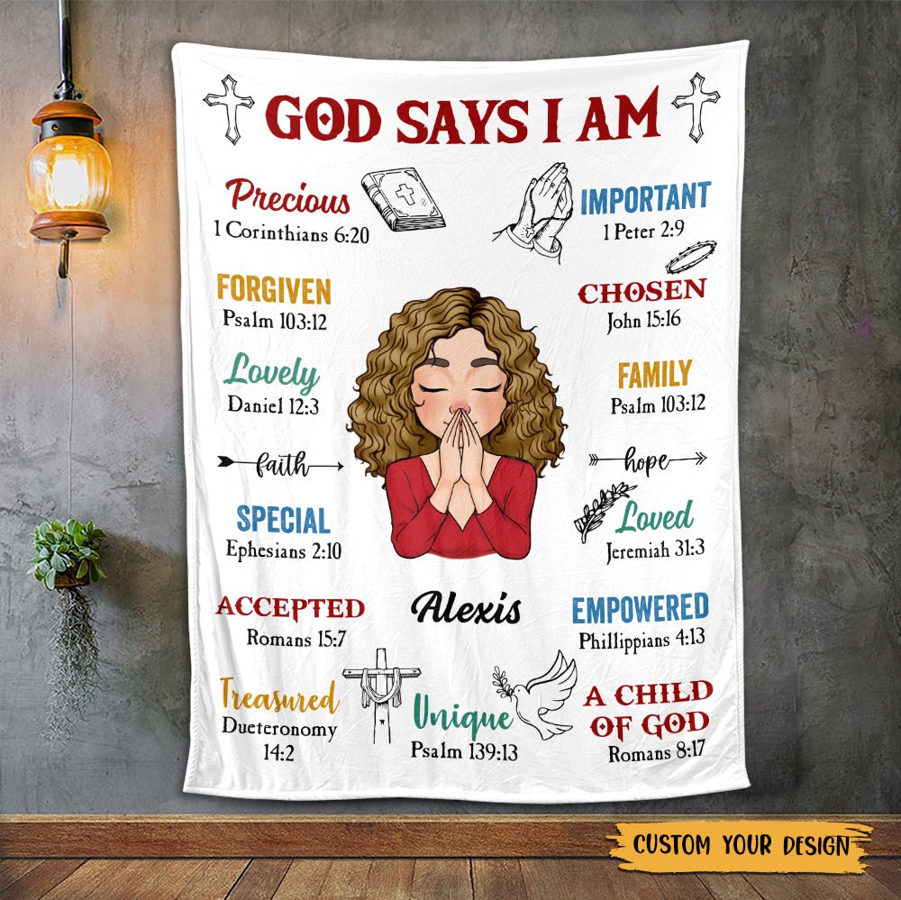 Classic God Says I Am - Personalized Blanket - Best Gift For Mother, For Grandma - Giftago