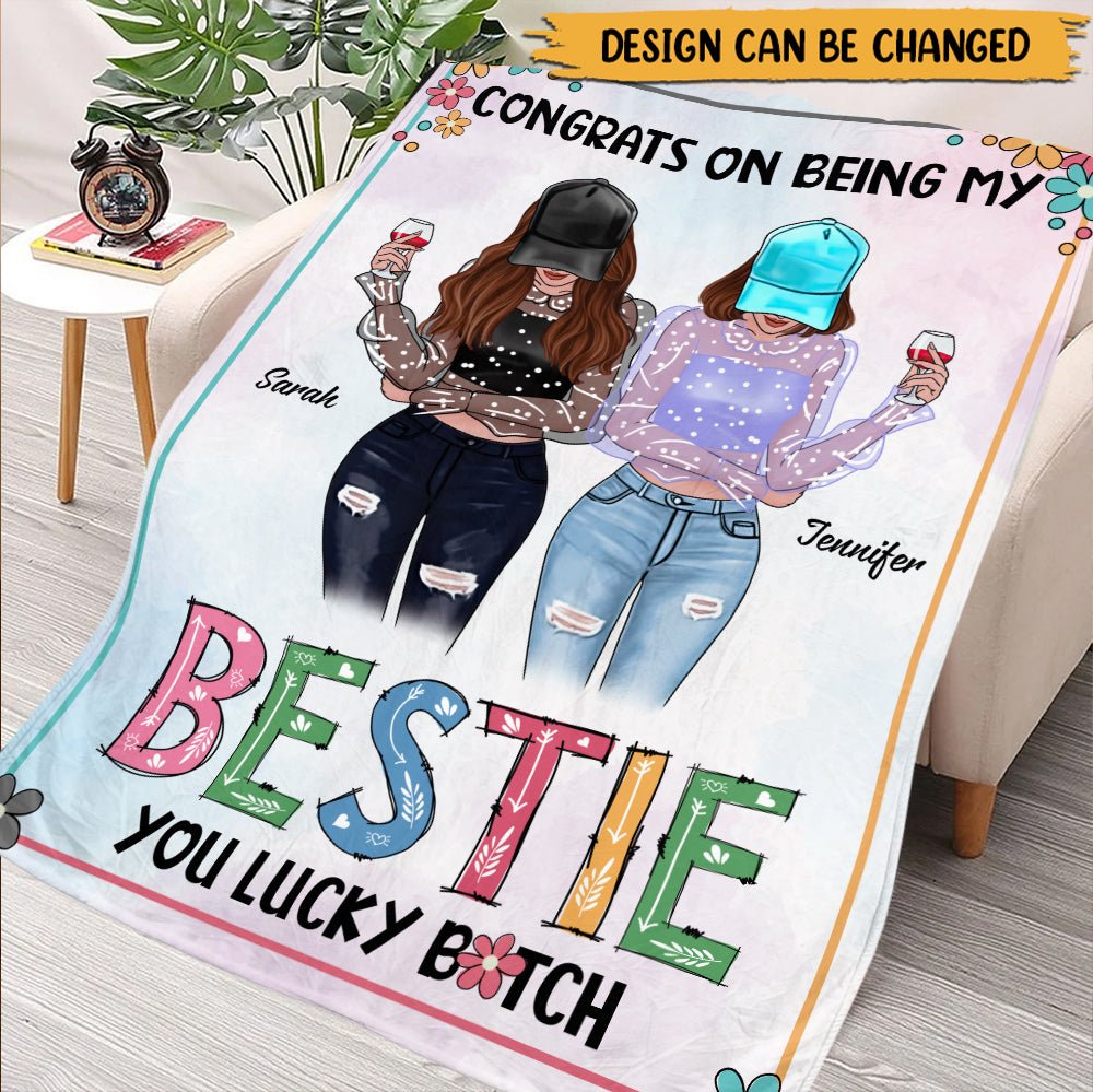 Congrats On Being My Bestie Blanket - Personalized Blanket - Giftago
