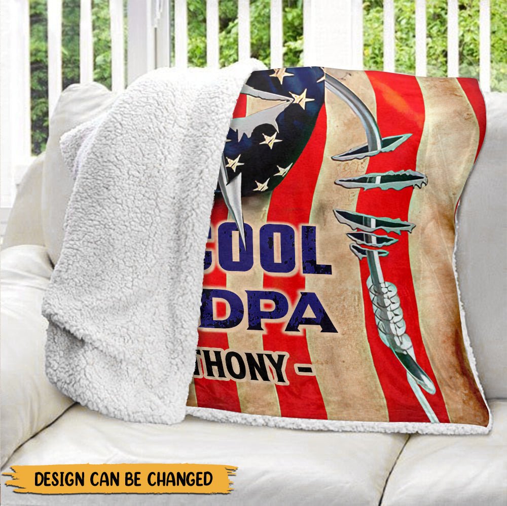 Cool Grandpa/ Dad Loves Fishing - Personalized Blanket - Giftago