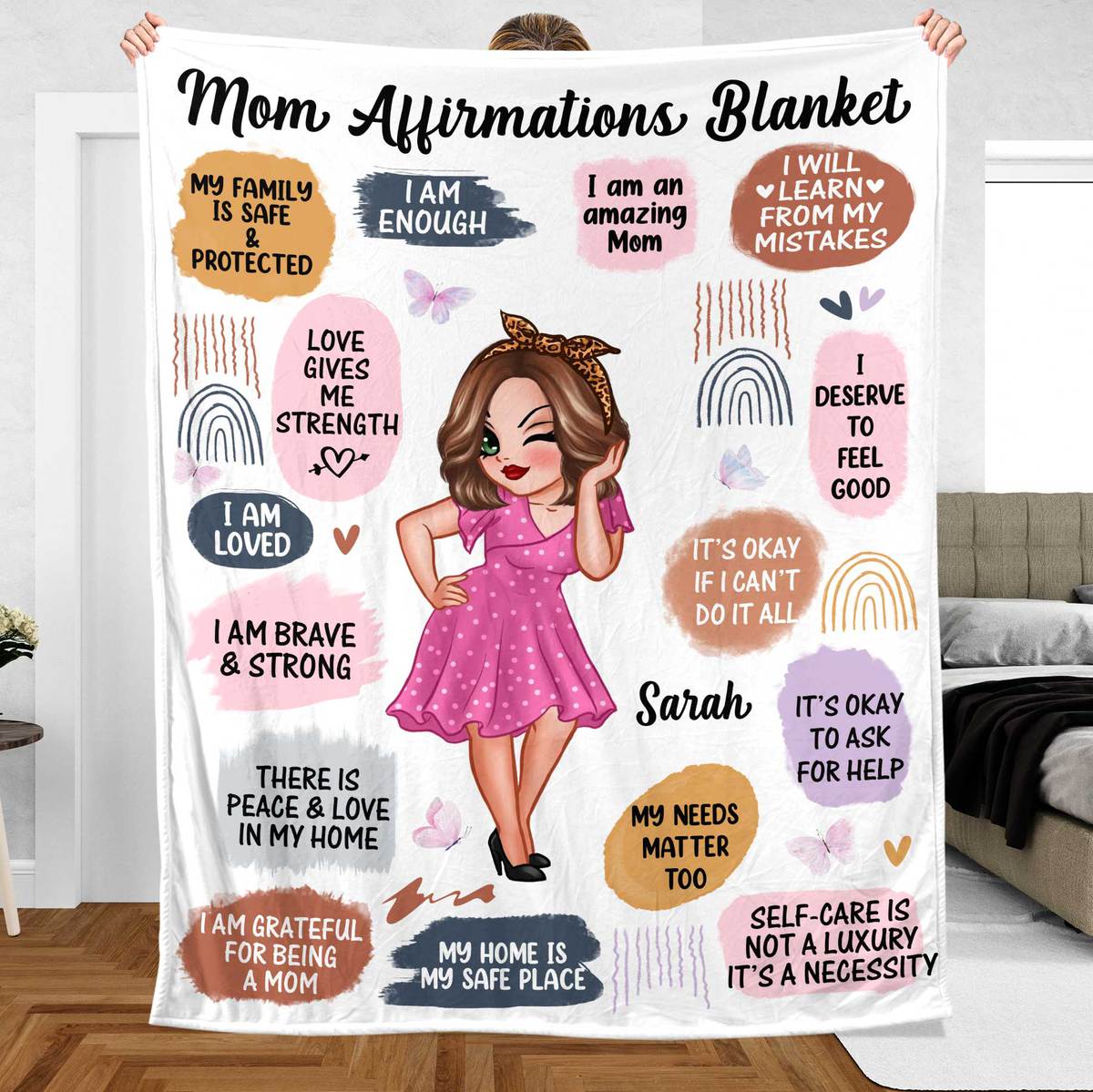 Cool Mom Affirmations - Personalized Blanket - Best Gift For Mother, For Grandma - Giftago