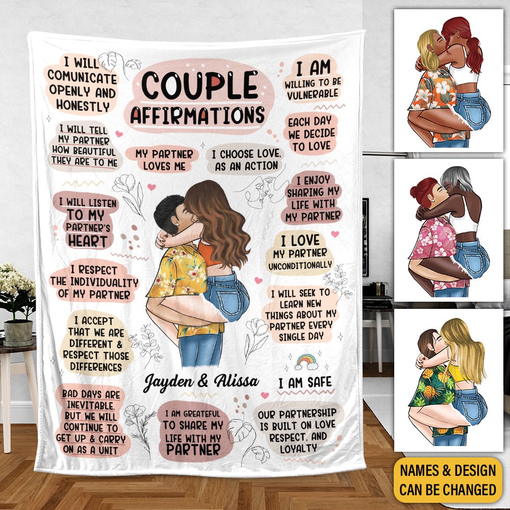 Couple Affirmations - Personalized Blanket - Best Gift For Couple - Giftago