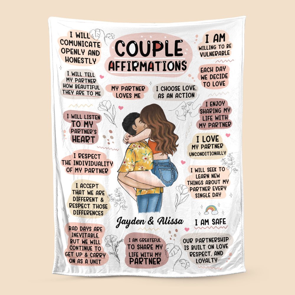 Couple Affirmations - Personalized Blanket - Best Gift For Couple - Giftago