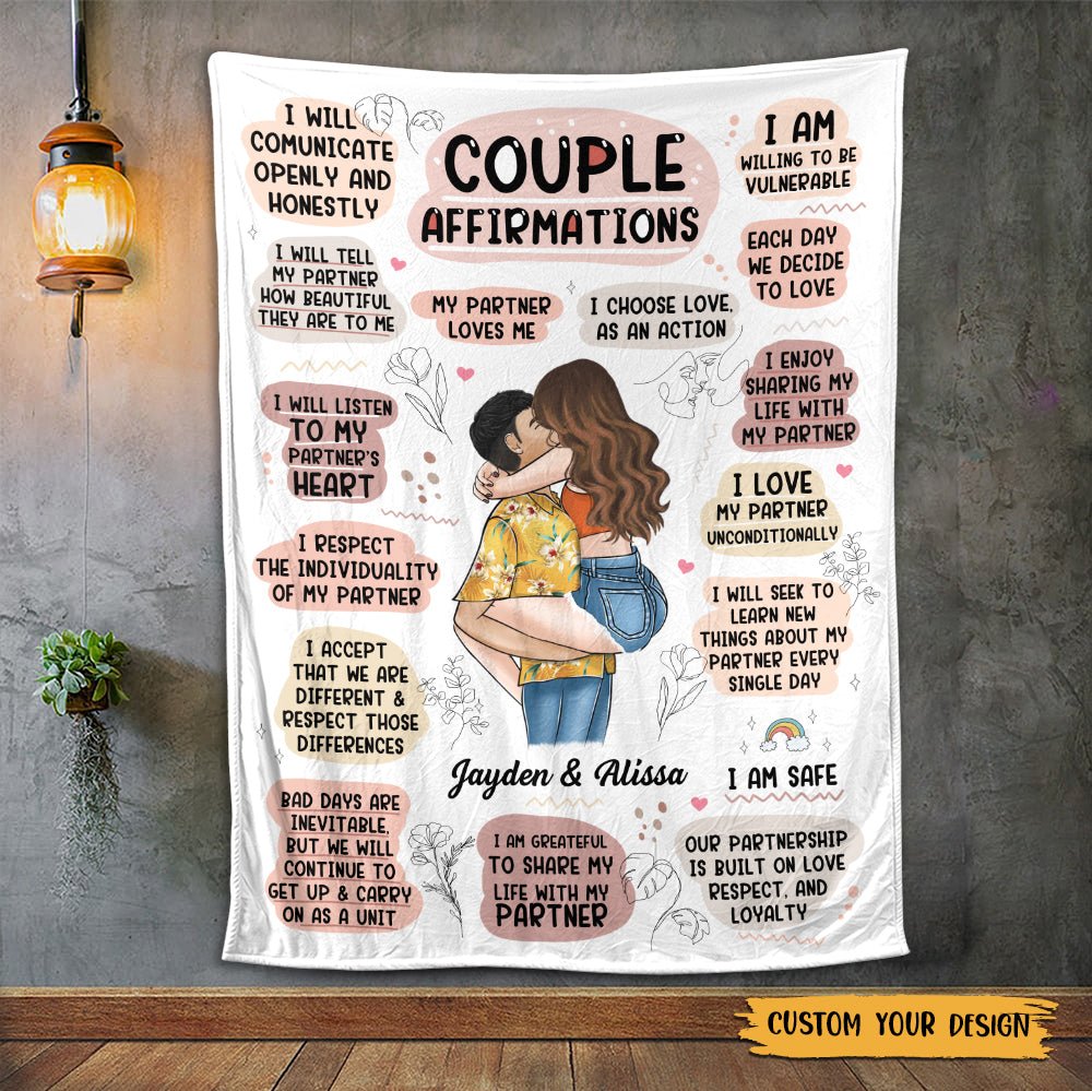 Couple Affirmations - Personalized Blanket - Best Gift For Couple - Giftago