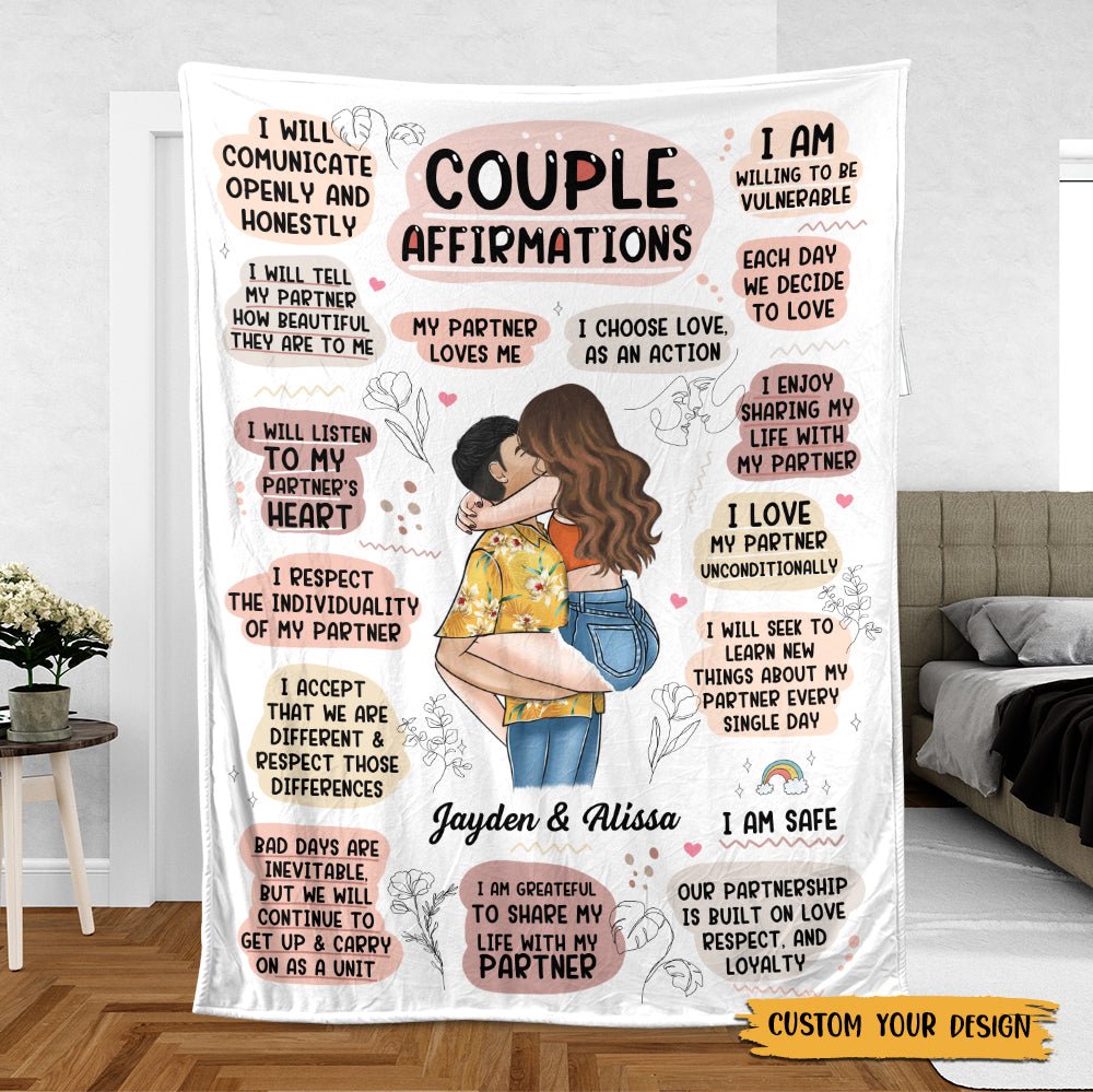Couple Affirmations - Personalized Blanket - Best Gift For Couple - Giftago
