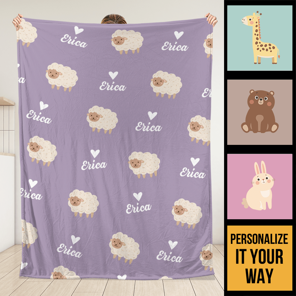 Custom Name & Animal Blanket - Personalized Blanket - Giftago