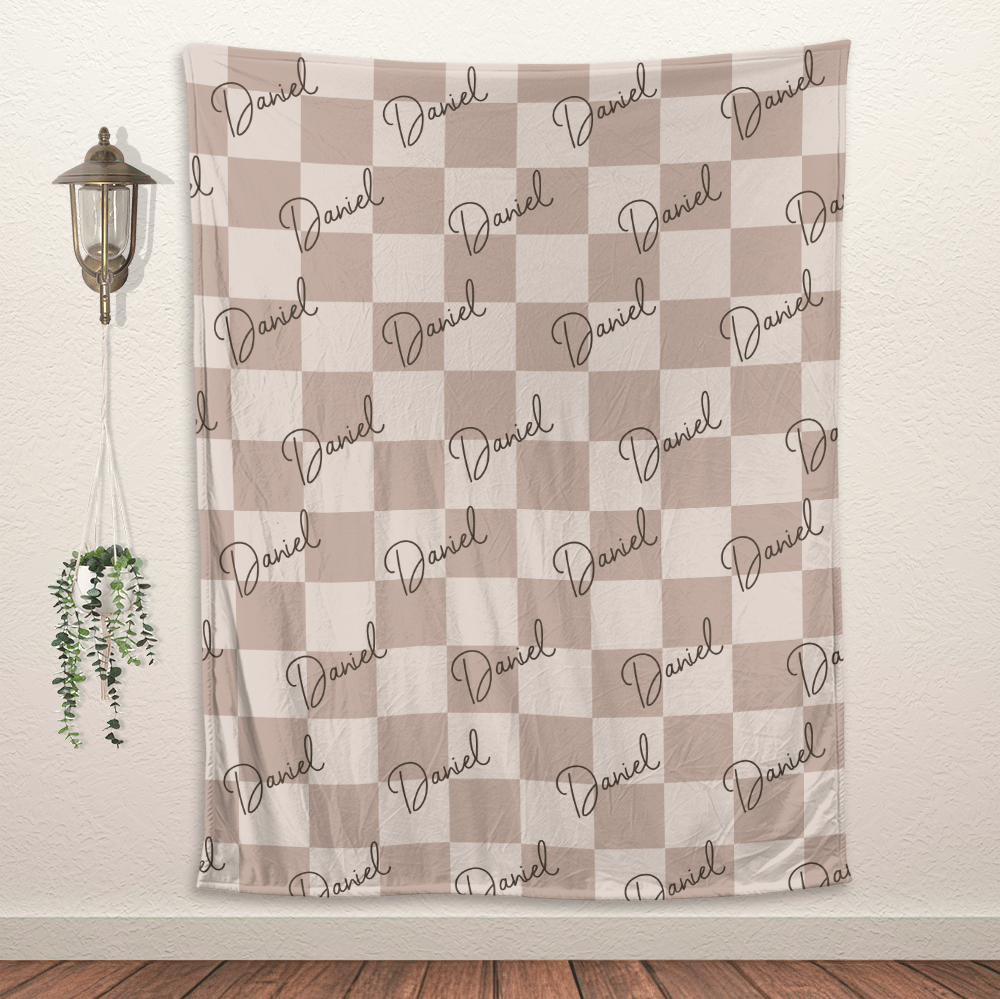 Custom Name Checker Blanket - Personalized Blanket - Giftago