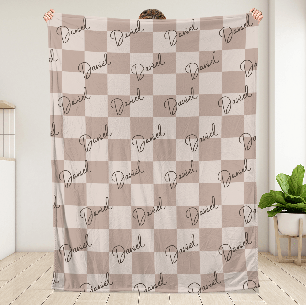 Custom Name Checker Blanket - Personalized Blanket - Giftago