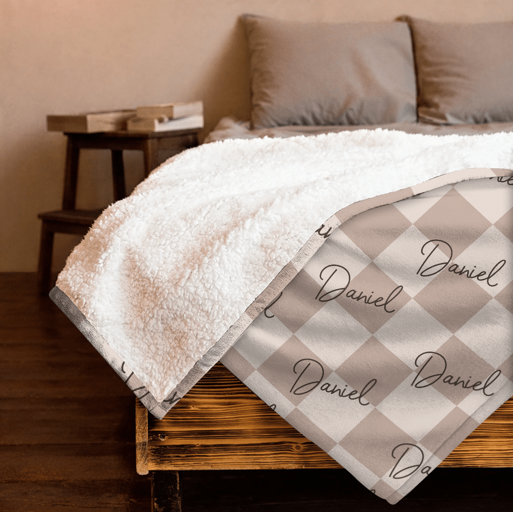 Custom Name Checker Blanket - Personalized Blanket - Giftago