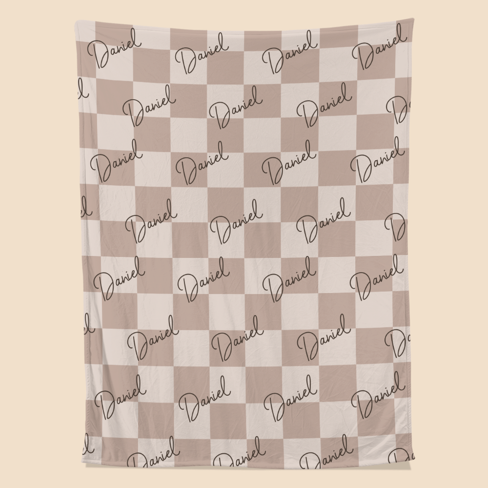 Custom Name Checker Blanket - Personalized Blanket - Giftago