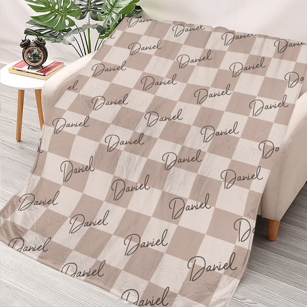 Custom Name Checker Blanket - Personalized Blanket - Giftago