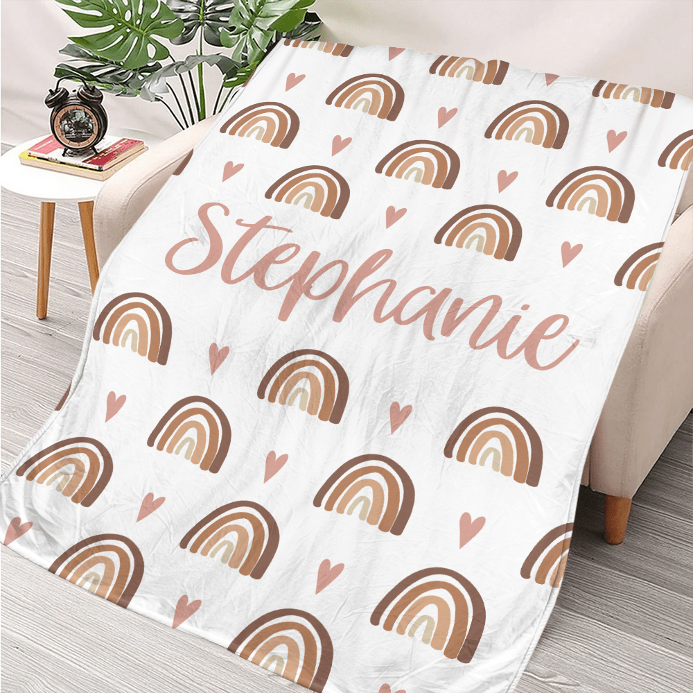 Custom Name Rainbow Blanket - Personalized Blanket - Giftago