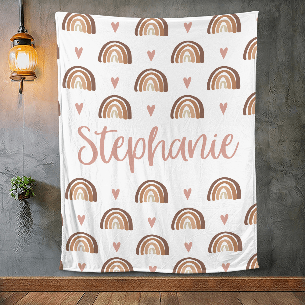 Custom Name Rainbow Blanket - Personalized Blanket - Giftago