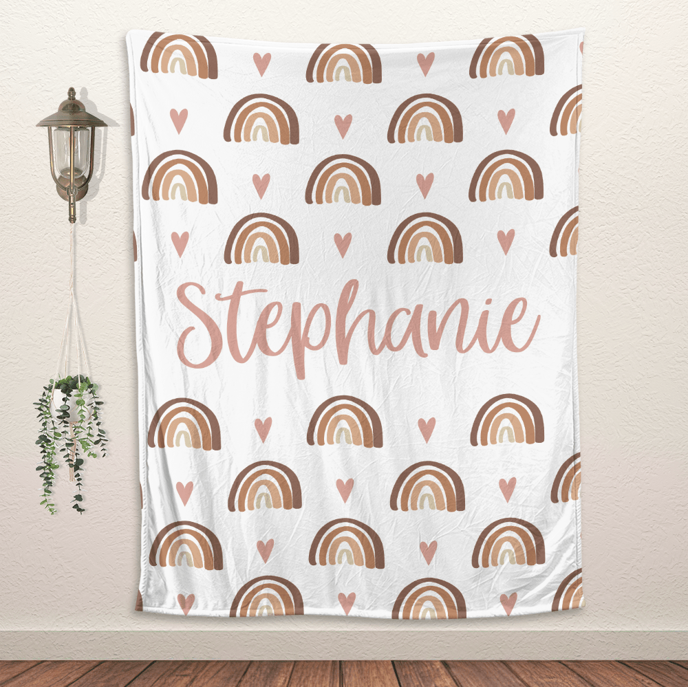 Custom Name Rainbow Blanket - Personalized Blanket - Giftago