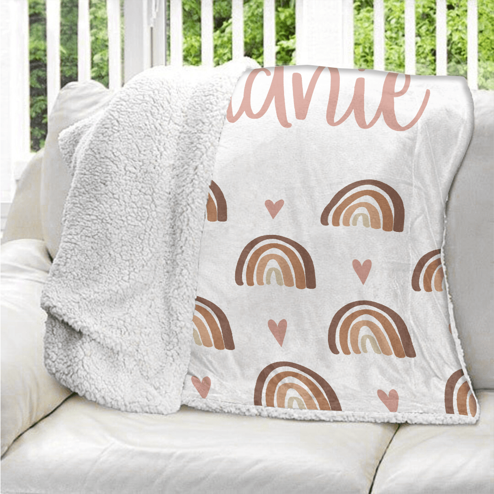 Custom Name Rainbow Blanket - Personalized Blanket - Giftago