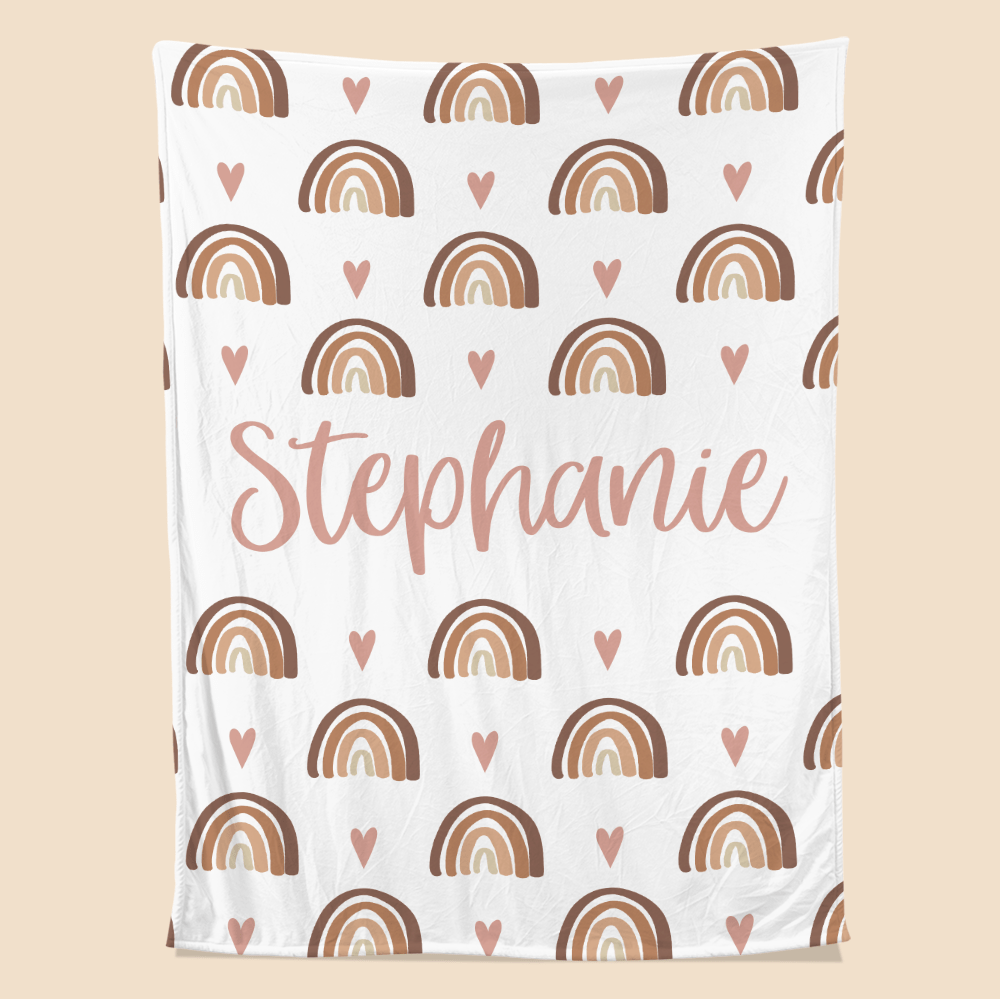 Custom Name Rainbow Blanket - Personalized Blanket - Giftago