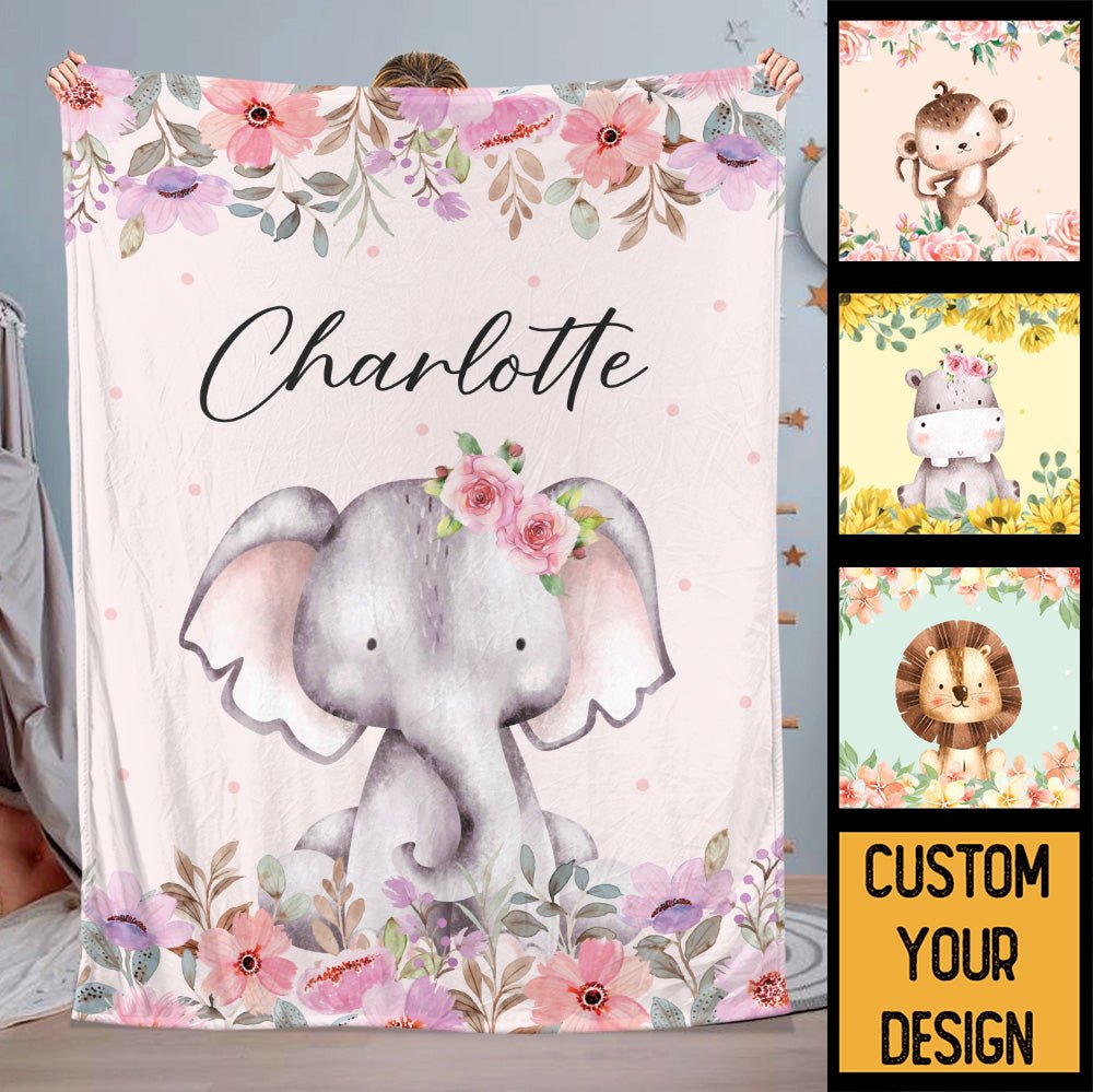 Cute Wild Animal Newborn - Personalized Blanket - Giftago