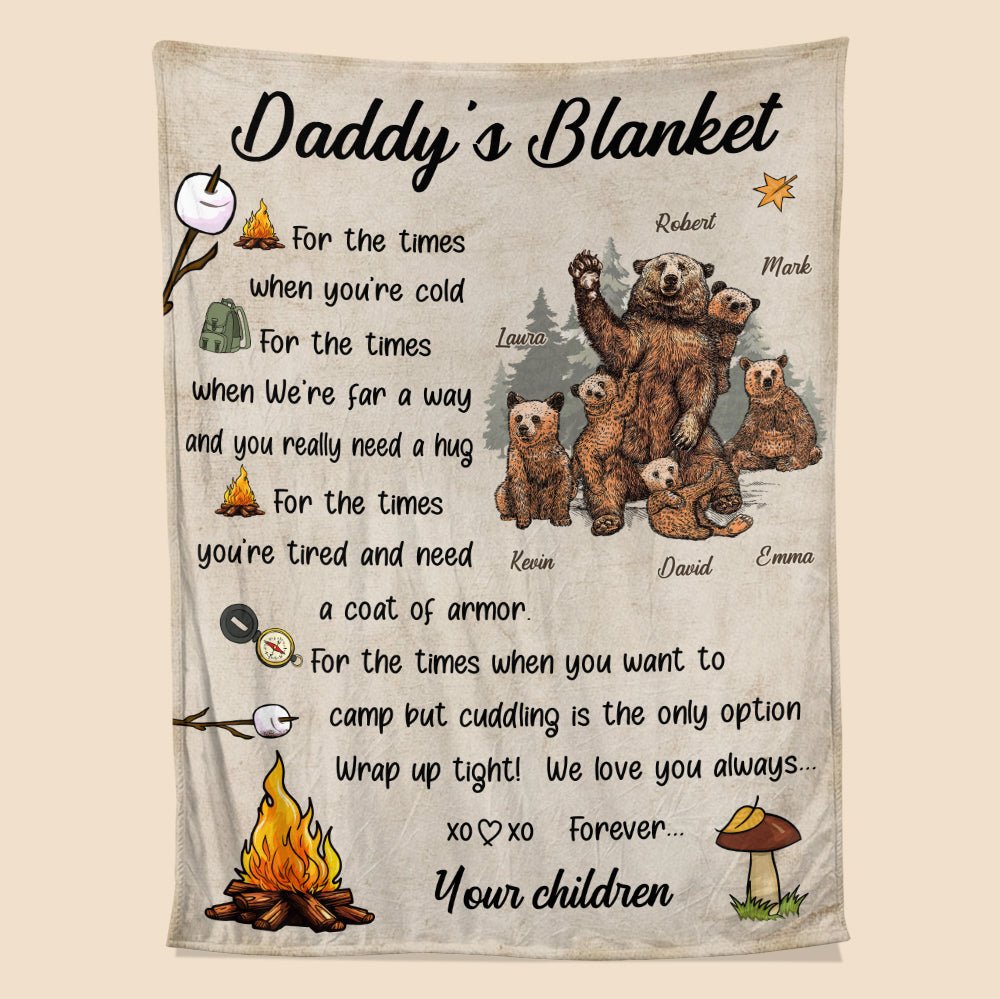 Daddy's Camping Blanket - Personalized Blanket - Giftago