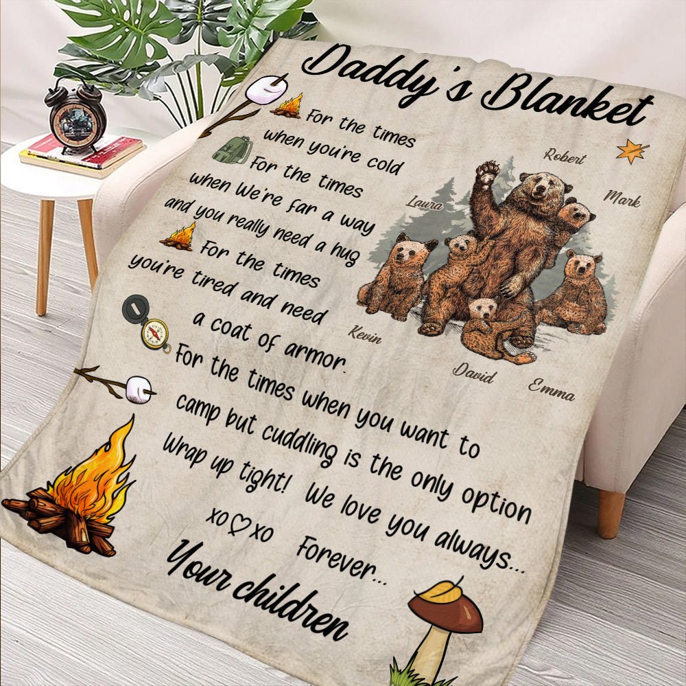 Daddy's Camping Blanket - Personalized Blanket - Giftago