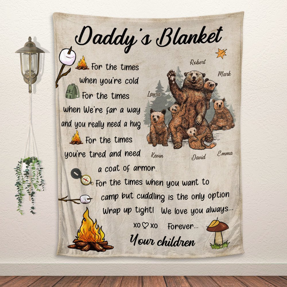 Daddy's Camping Blanket - Personalized Blanket - Giftago