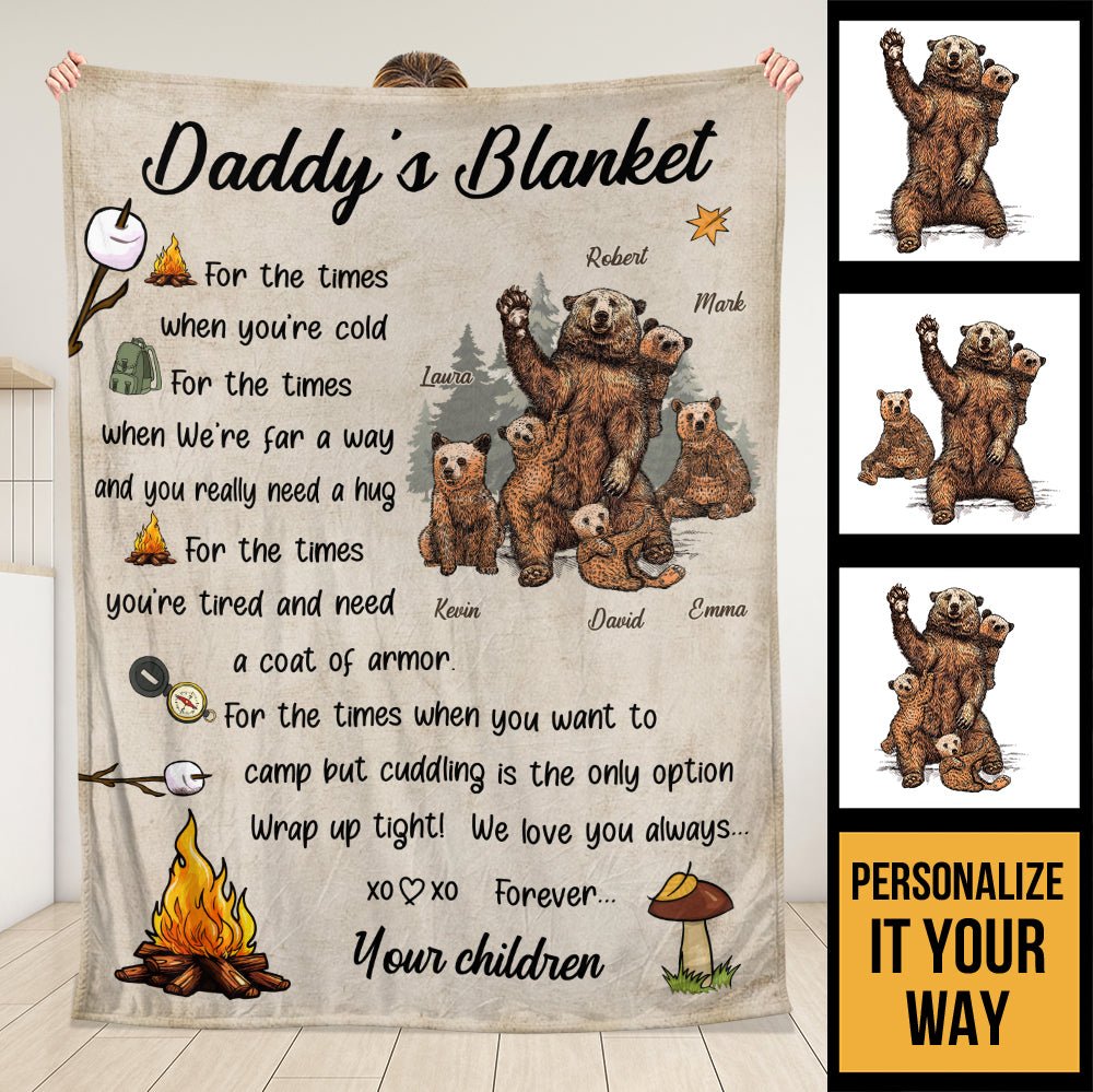 Daddy's Camping Blanket - Personalized Blanket - Giftago