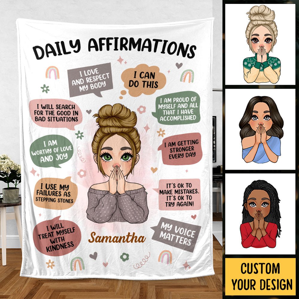Daily Affirmations - Personalized Blanket - Meaningful Gift For Birthday - Giftago