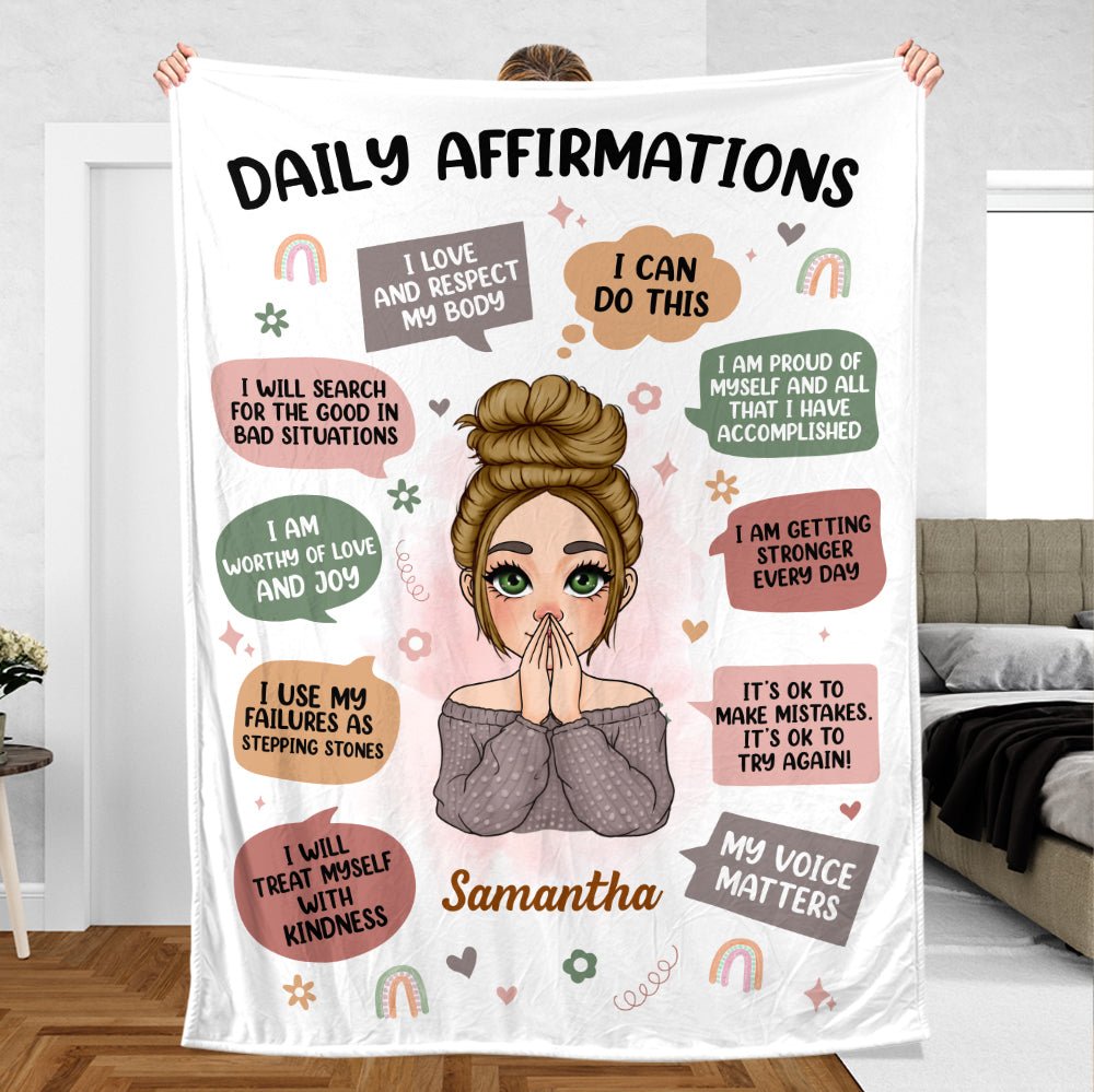 Daily Affirmations - Personalized Blanket - Meaningful Gift For Birthday - Giftago