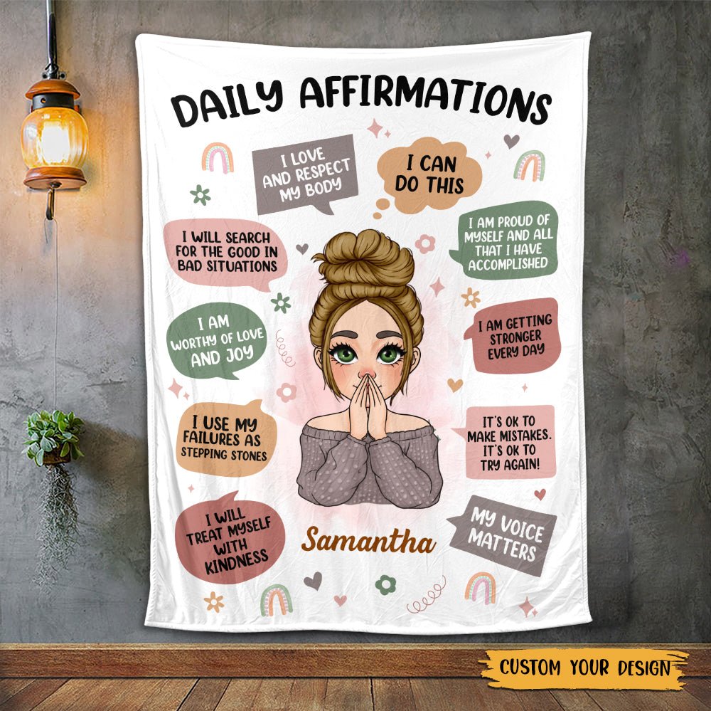 Daily Affirmations - Personalized Blanket - Meaningful Gift For Birthday - Giftago