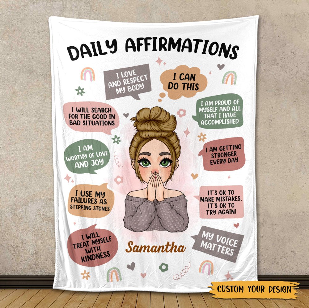 Daily Affirmations - Personalized Blanket - Meaningful Gift For Birthday - Giftago