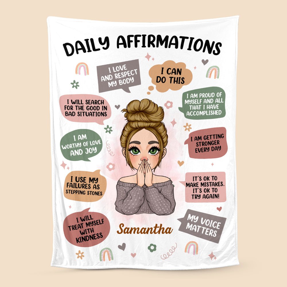 Daily Affirmations - Personalized Blanket - Meaningful Gift For Birthday - Giftago
