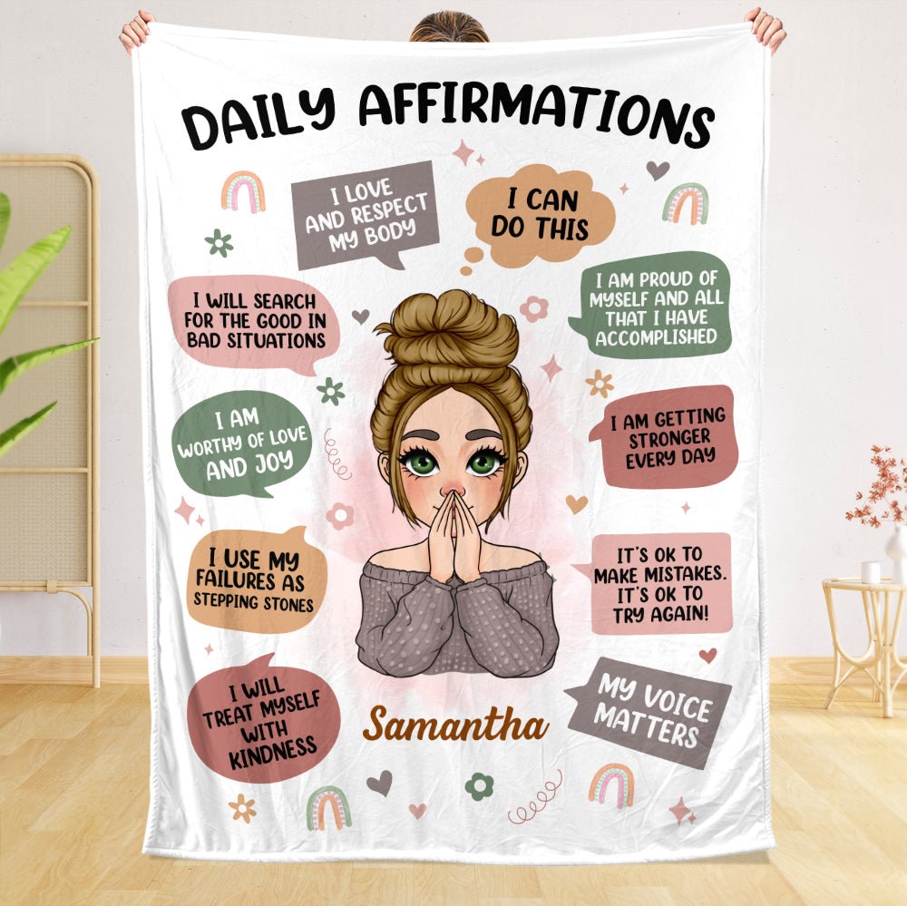 Daily Affirmations - Personalized Blanket - Meaningful Gift For Birthday - Giftago