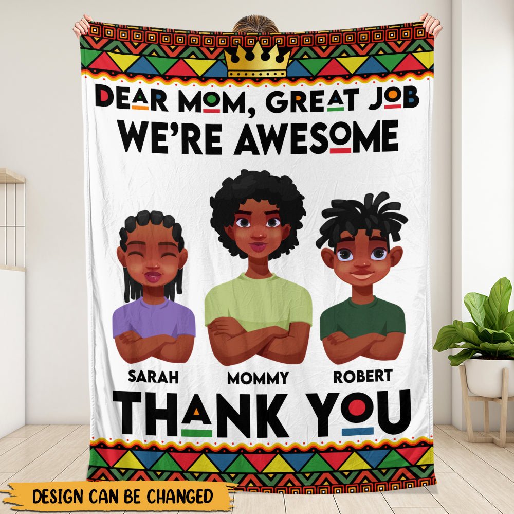 Dear Mom Great Job - Personalized Blanket - Best Gift For Mother - Giftago