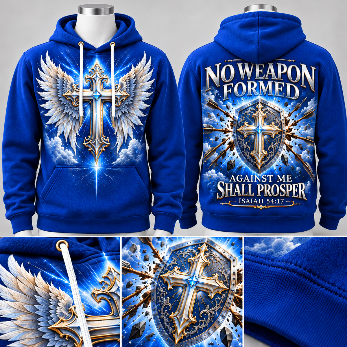 Royal Blue Divine Shield No Weapon Formed Hoodie