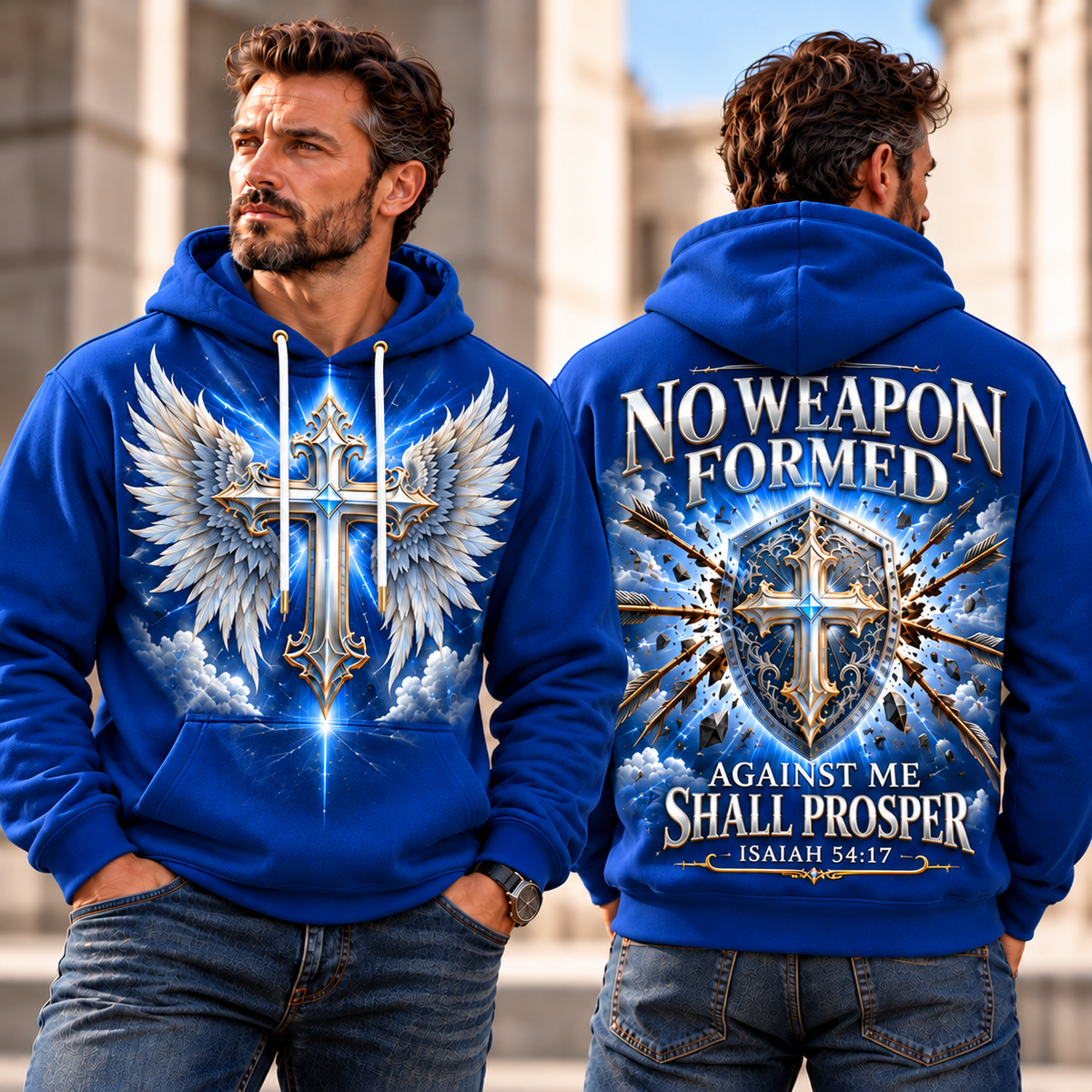 Royal Blue Divine Shield No Weapon Formed Hoodie