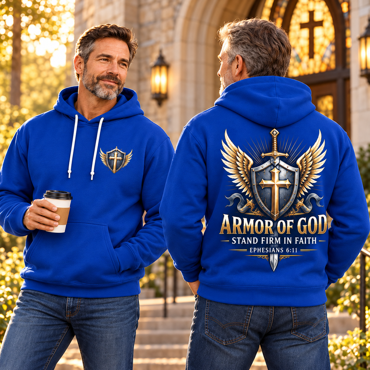 Royal Blue Armor of God Hoodie – Stand Firm in Faith | Ephesians 6:11