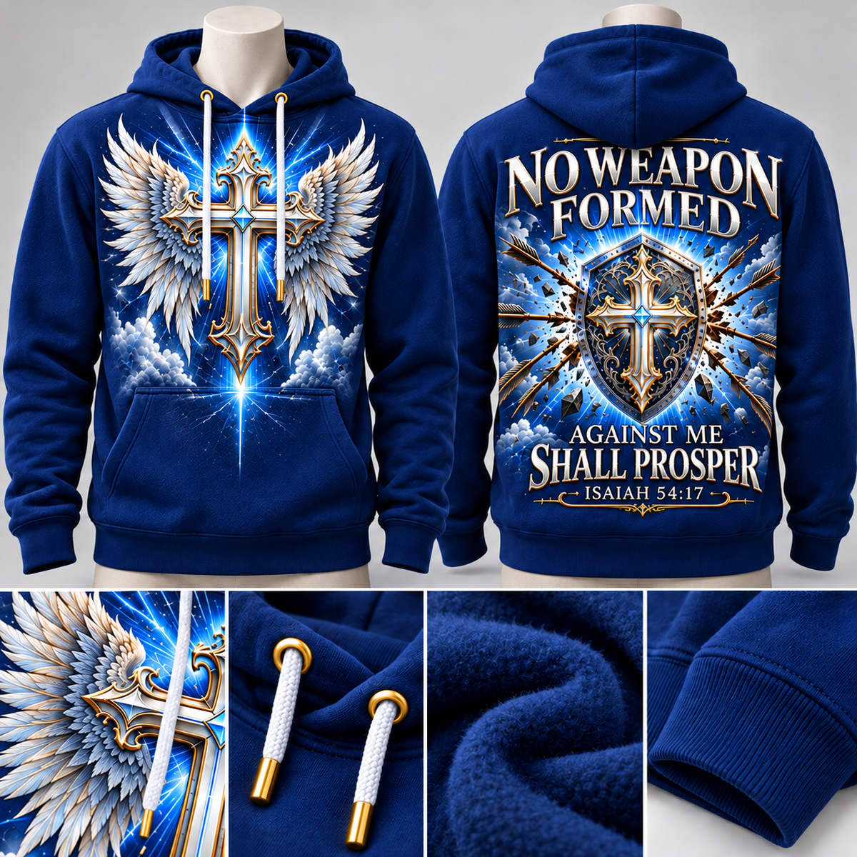 Navy Blue Divine Shield No Weapon Formed Hoodie