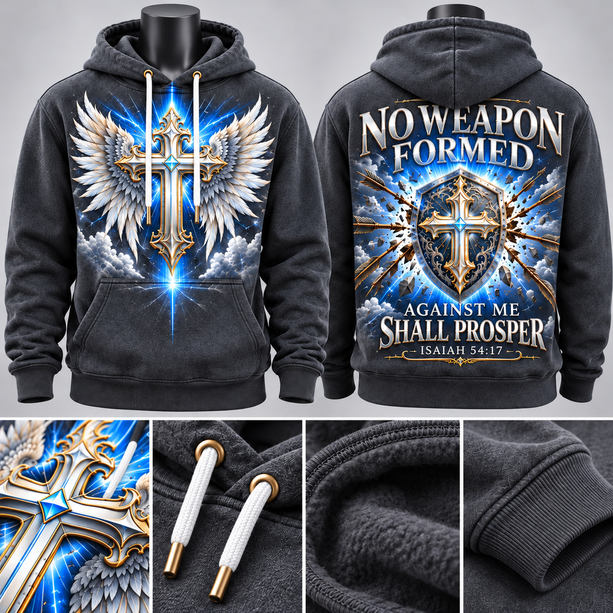 Charcoal Gray Divine Shield No Weapon Formed Hoodie