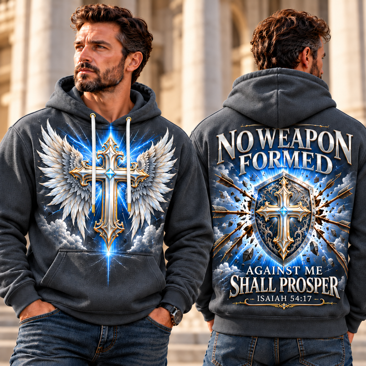 Charcoal Gray Divine Shield No Weapon Formed Hoodie